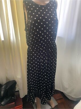 Sleeveless Black Polka Dot Maxi Dress - Classic Women's Summer Dress